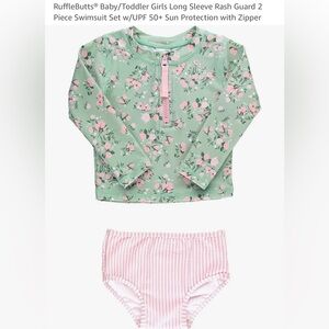 🎀 NWT Rufflebutts long sleeve rashguard 2 piece set 3T - Tea Roses
